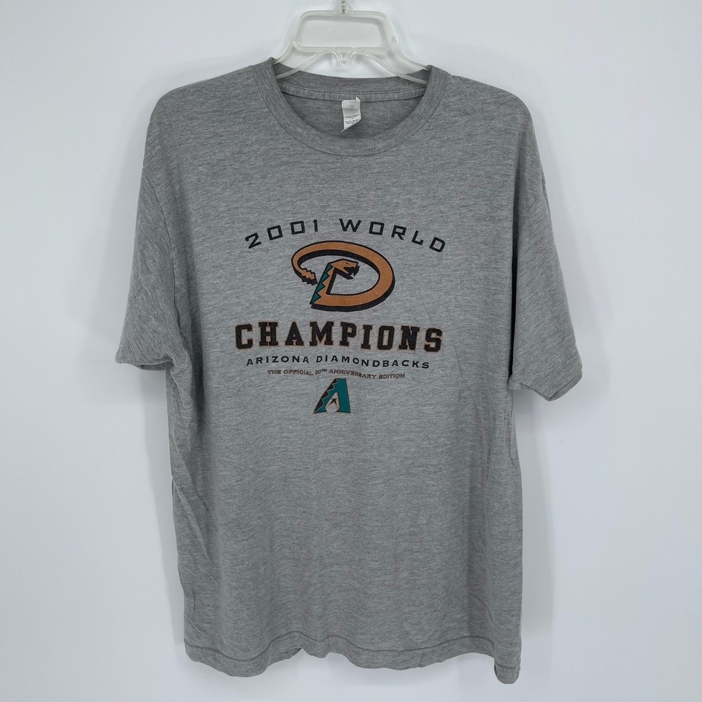 Tultex Men's Gray Arizona Diamondbacks 2001 World Champions MLB T-Shirt Size XL